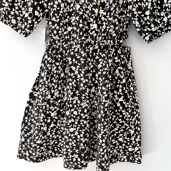 OLD NAVY Cotton Poplin Cutout Mini Dress - Black & Cream Floral Print - Picture 8 of 12